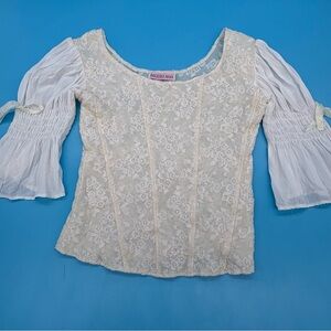 Marikka Nakk Lace Whimsigoth Boho Top Ivory  Size Small Vintage